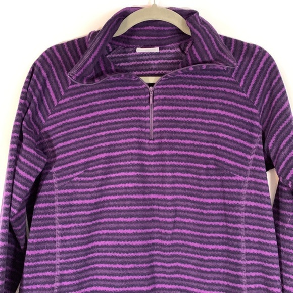 Columbia Purple & Black Striped Fleece Zip Sweater - Picture 2 of 8
